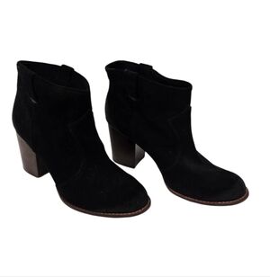 Splendid Black Suede Heeled Ankle Booties
